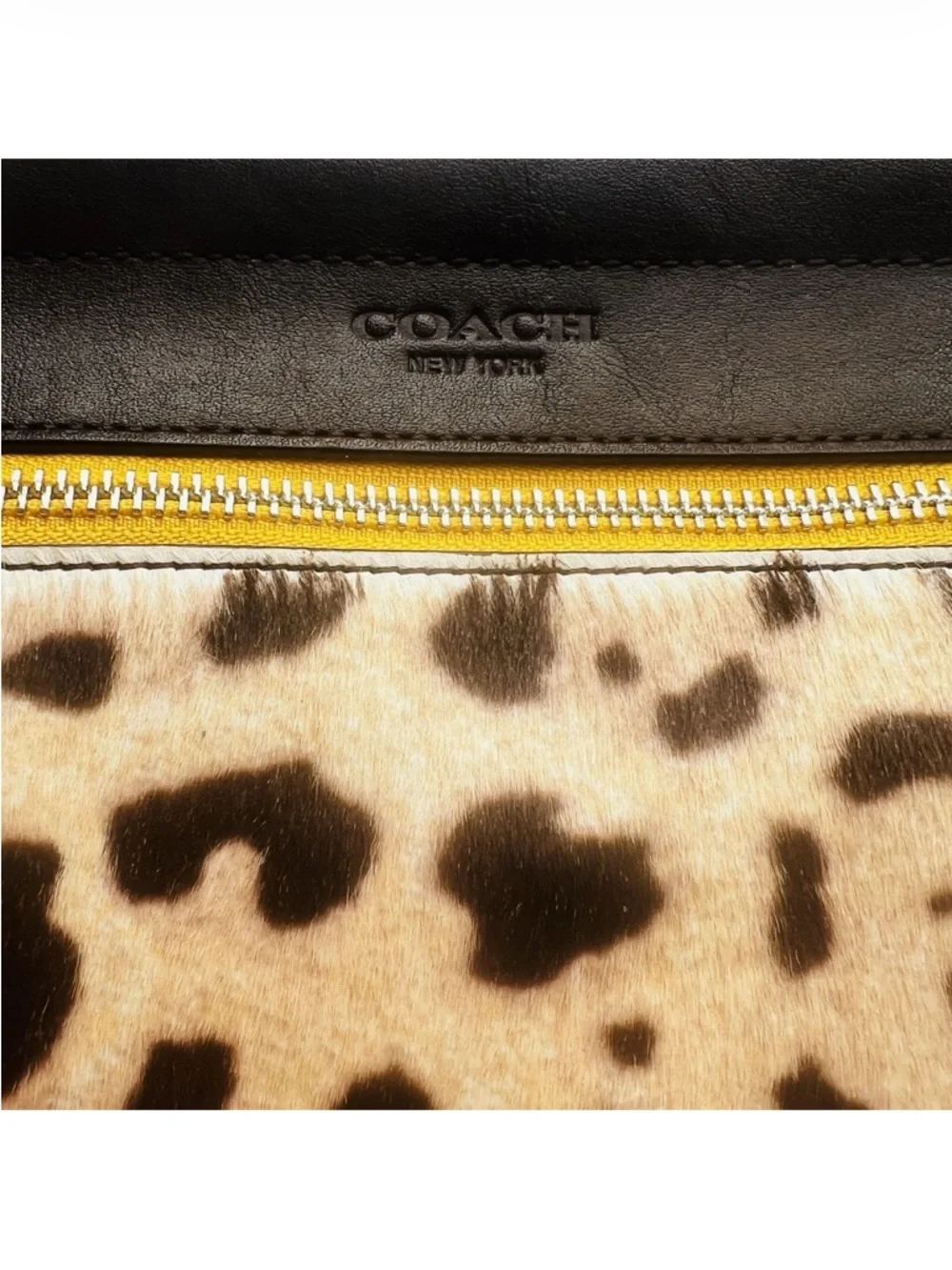 NWT Coach Legacy Ocelot Leopard Calf Hair Clutch/Wristlet Leather Brown Classic